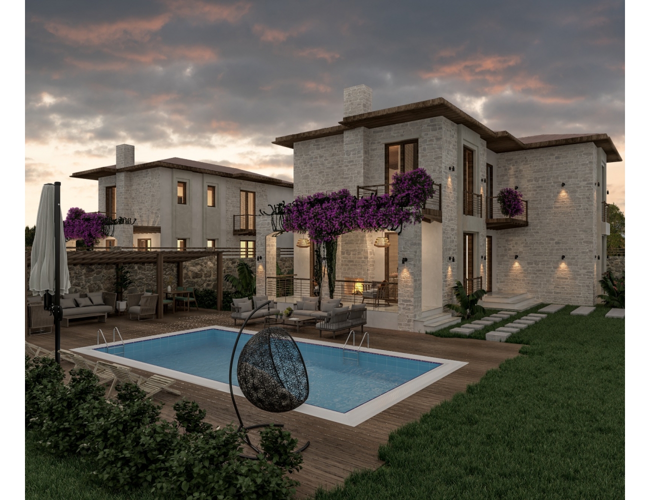 Project Location :  Turgut, Marmaris
Project Type :  4 Private Villas
Total Land :  2,000m2
Total Construction Area :  840m2
Project Completion :  2021
